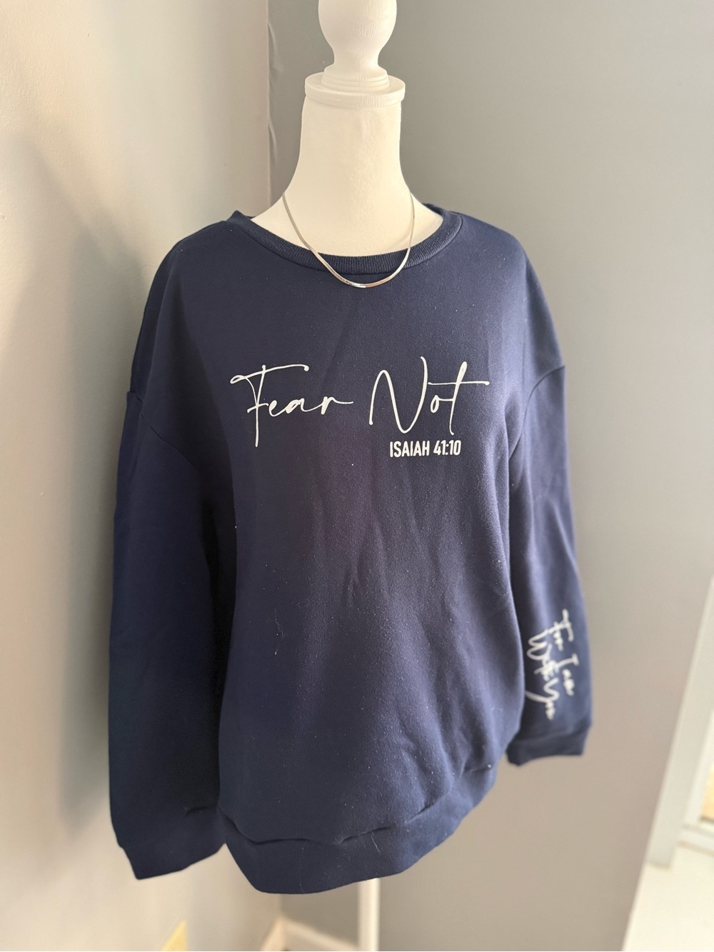 Fear Not Isaiah 41:10 Navy Crewneck Women's Sweatshirt